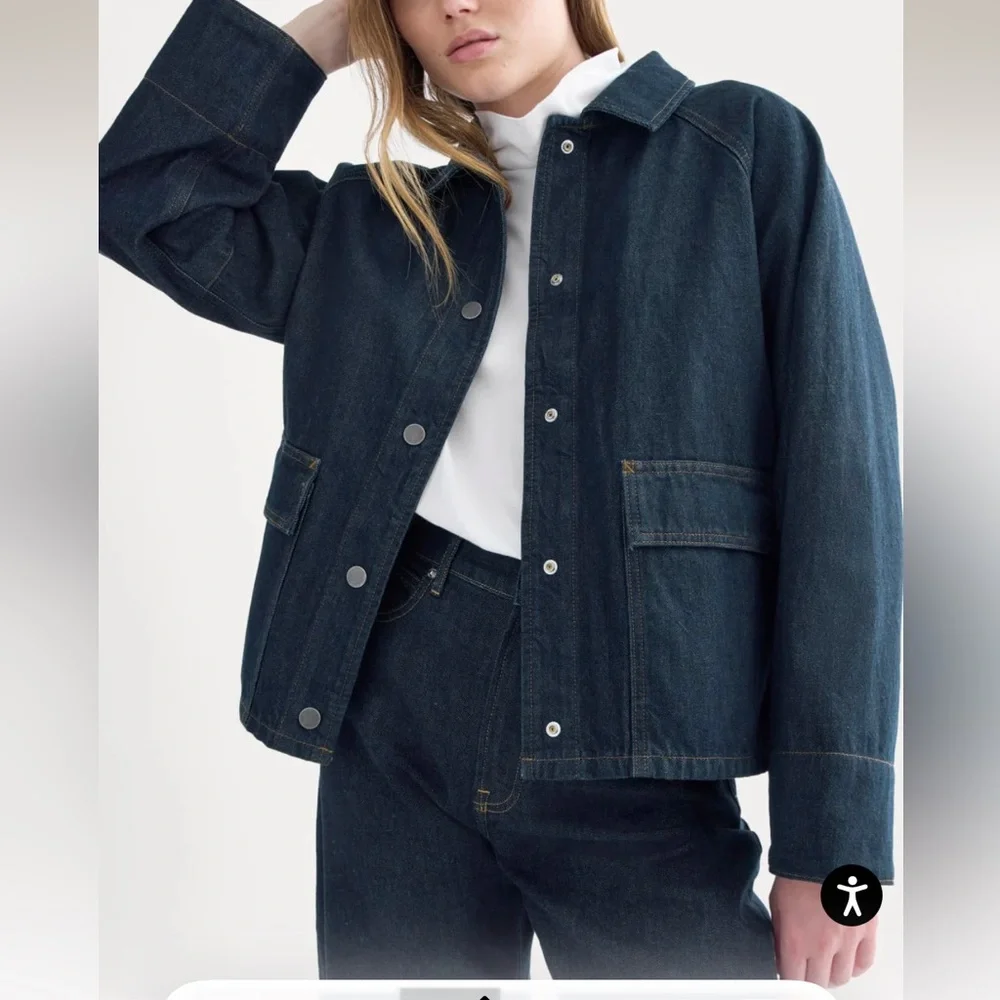 EVERLANE CROPPED DENIM JACKET, M - Picture 4 of 7